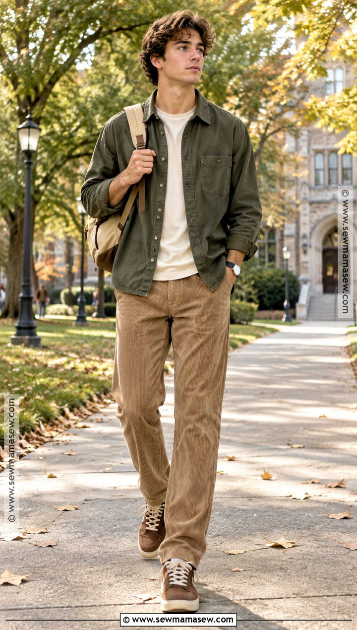 Overshirt And Corduroy Pants Back To School Outfit - 15 mens back to school outfit ideas