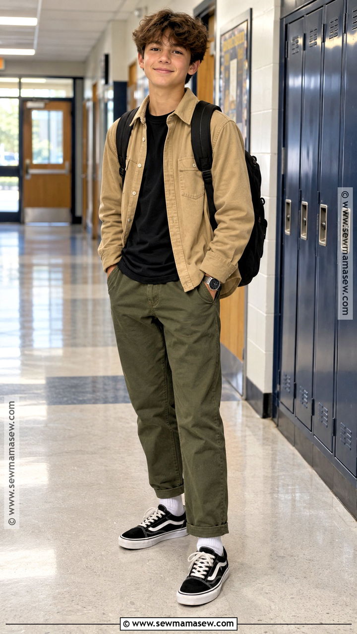 Overshirt And Cotton Pants Outfit - 20 back to school outfits middle school 8th