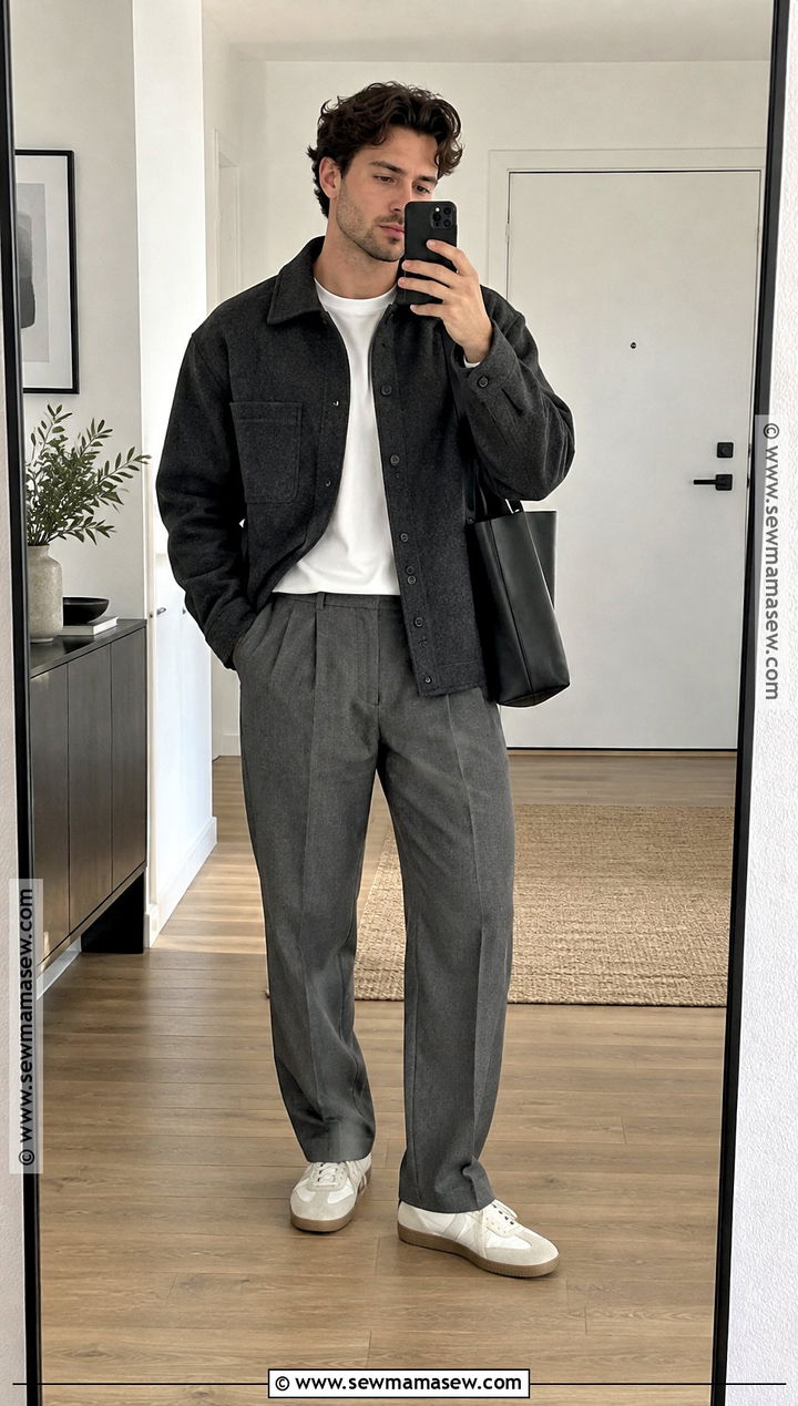 Overshirt Jacket With T Shirt And Wool Trousers - 15 mens autumn jackets