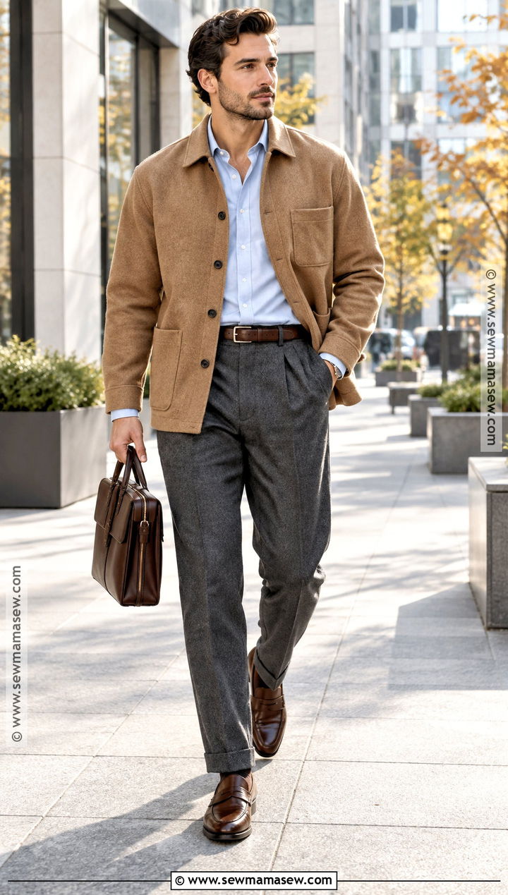 Overshirt With Oxford Shirt And Wool Trousers - 20 mens outfits autumn