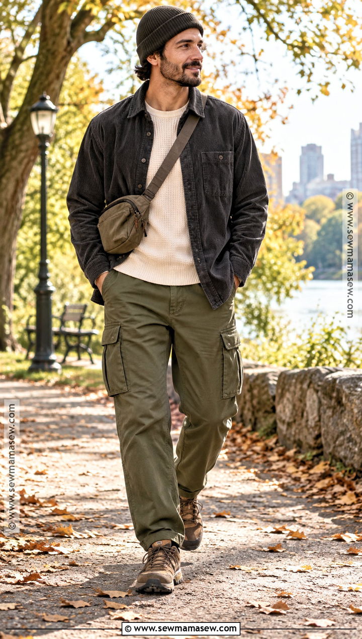 Overshirt With Thermal Shirt And Cargo Pants - 20 Mens Casual Fall Outfits