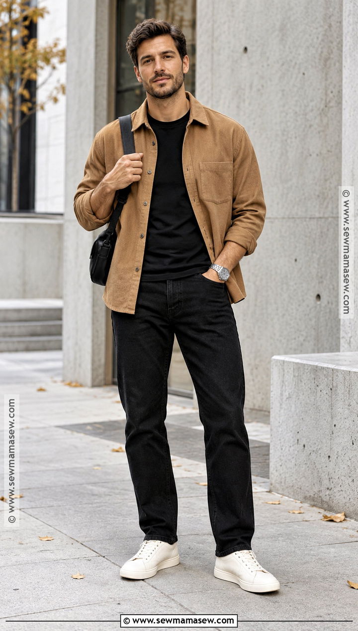 Overshirt and Black Jeans Outfit - 25 fall drip outfits for men