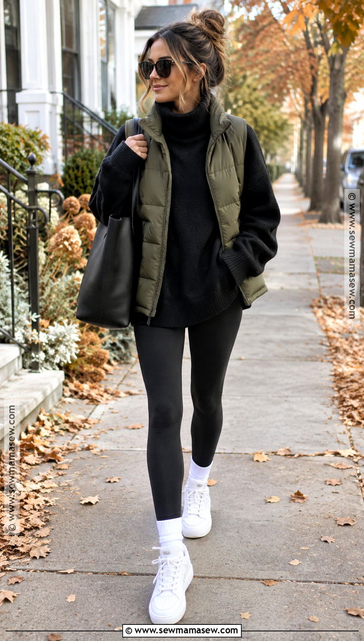 Oversized Black Sweater With Leggings - 15 cozy black sweater fall ideas