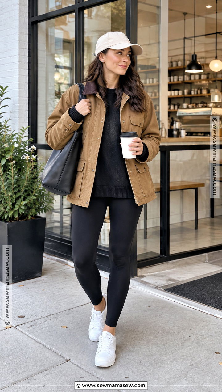 Oversized Black Sweater With Leggings - 15 Autumn Black Sweater Style Ideas