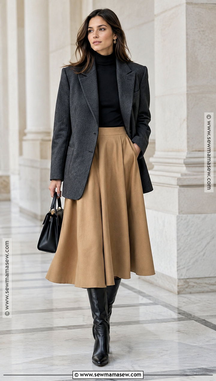 Oversized Blazer And Full Midi Skirt Autumn Outfit - 15 outfit inspo autumn ideas 2026