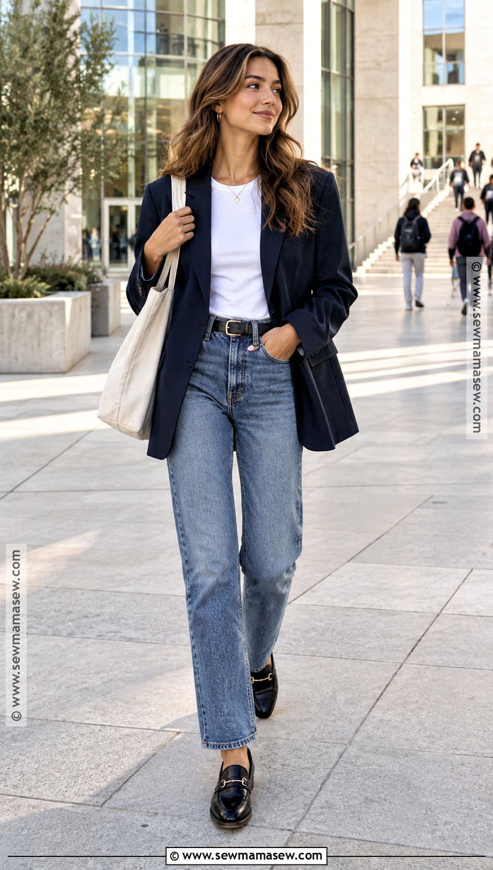 Oversized Blazer And Jeans Back To School Outfit - 15 Back To School Outfits 24-25