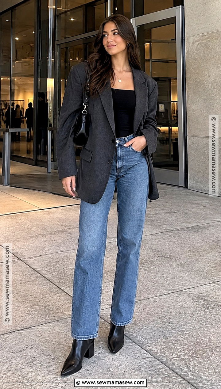 Oversized Blazer And Jeans Fall Concert Outfit - 20 fall concert outfit night ideas