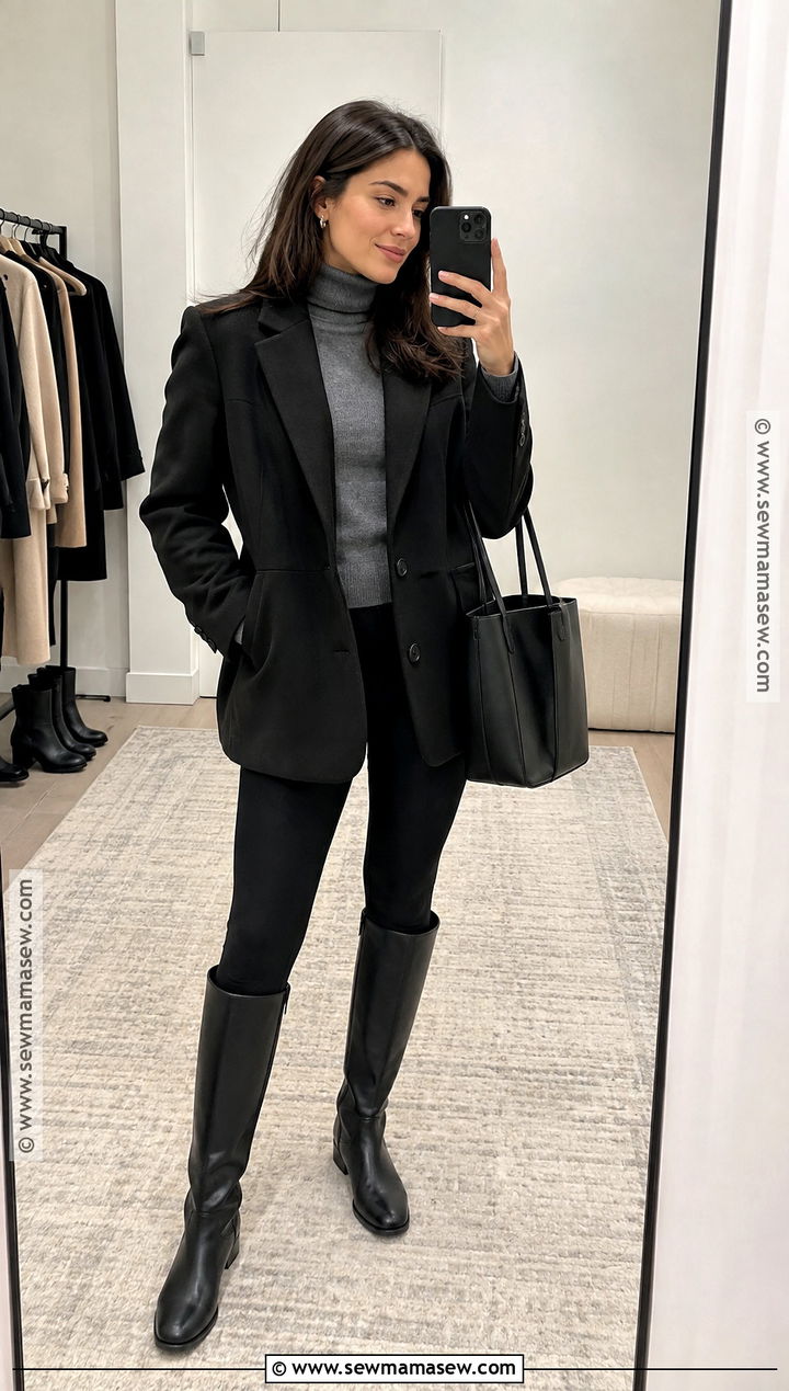 Oversized Blazer And Leggings Outfit - 25 capsule wardrobe 2026 fallwinter ideas
