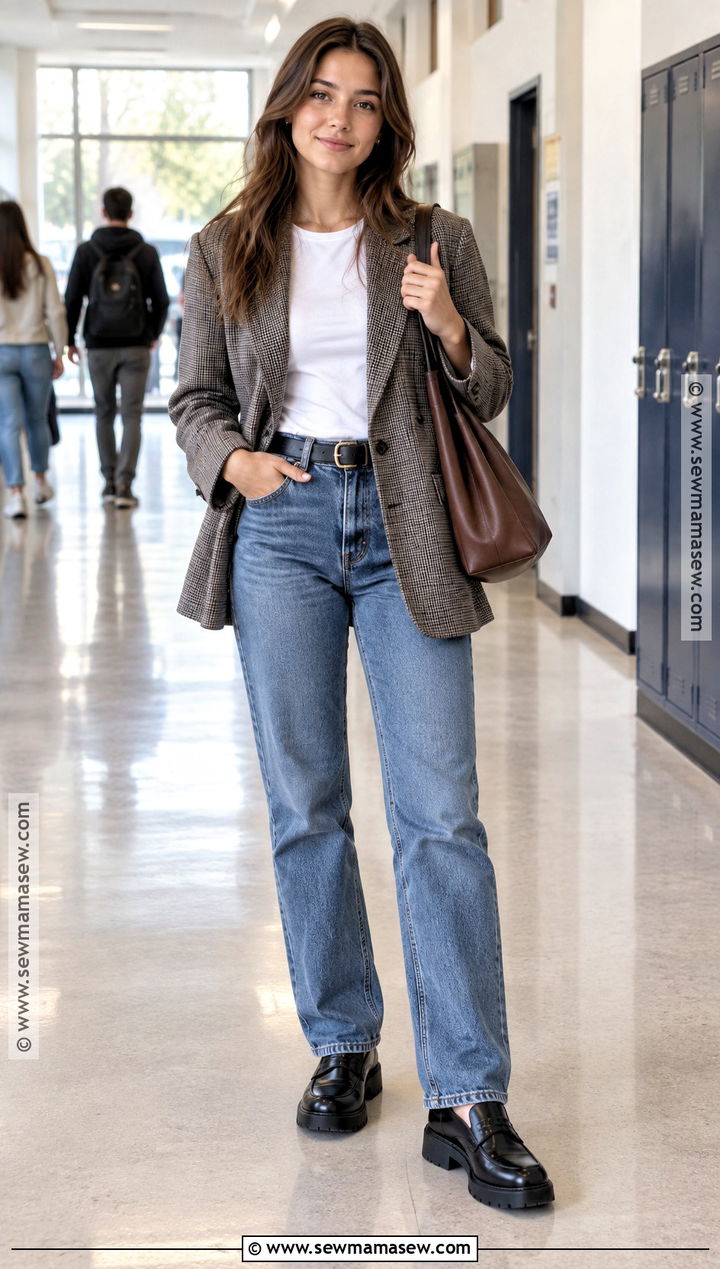 Oversized Blazer And Straight Leg Jeans Back To School Outfit - 15 2026 back to school outfits