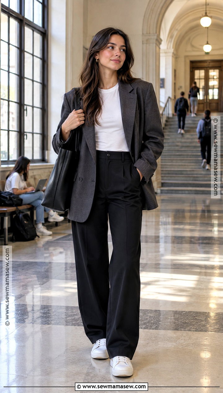 Oversized Blazer And Tailored Trousers Back To School Outfit - 25 Back To School Inspo Outfits
