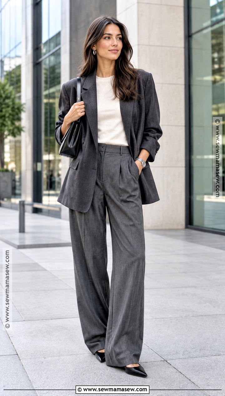 Oversized Blazer And Wide Leg Pants Fall Outfit - 25 fall classy outfits