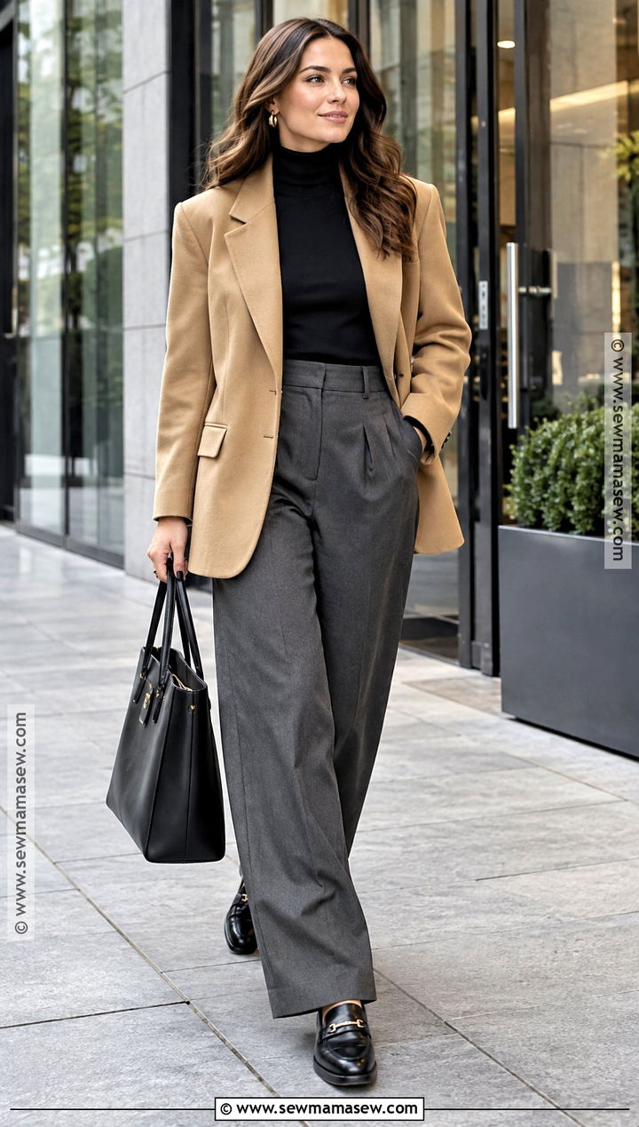 Oversized Blazer And Wide Leg Trousers Office Outfit - 15 Office Outfit Fall Ideas 2026