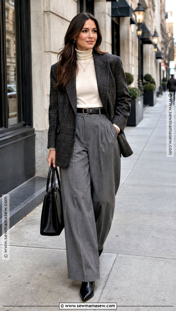 Oversized Blazer And Wide Leg Trousers Outfit - 15 autumn street style ensemble ideas