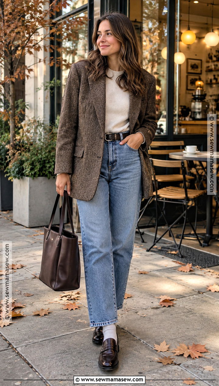Oversized Blazer Fall Jacket With Relaxed Jeans - 15 cool fall jackets