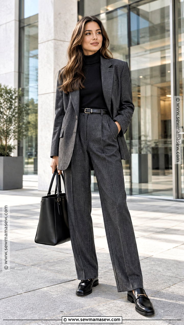 Oversized Blazer Jacket With Turtleneck and Pleated Trousers - 15 fall jackets for women 2026