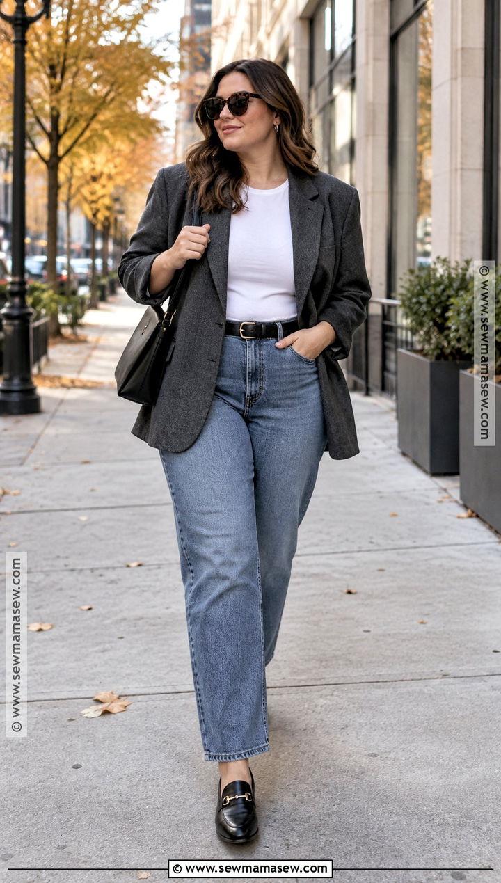 Oversized Blazer With Jeans And Loafers - 25 fall day outfit ideas