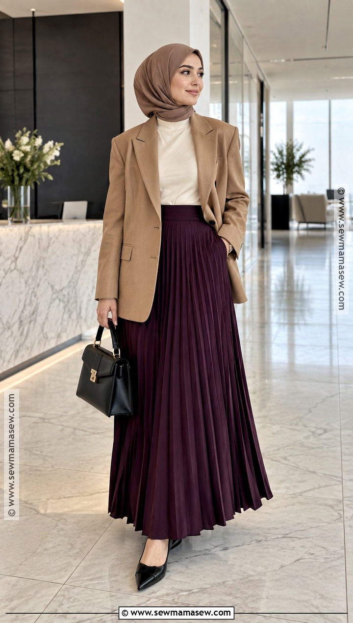 Oversized Blazer With Pleated Maxi Skirt Fall Modest Outfit - 15 fall 2026 modest outfits