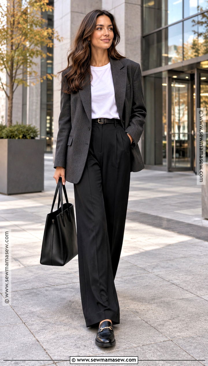 Oversized Blazer With Wide Leg Trousers - 20 chic fall fashion ideas
