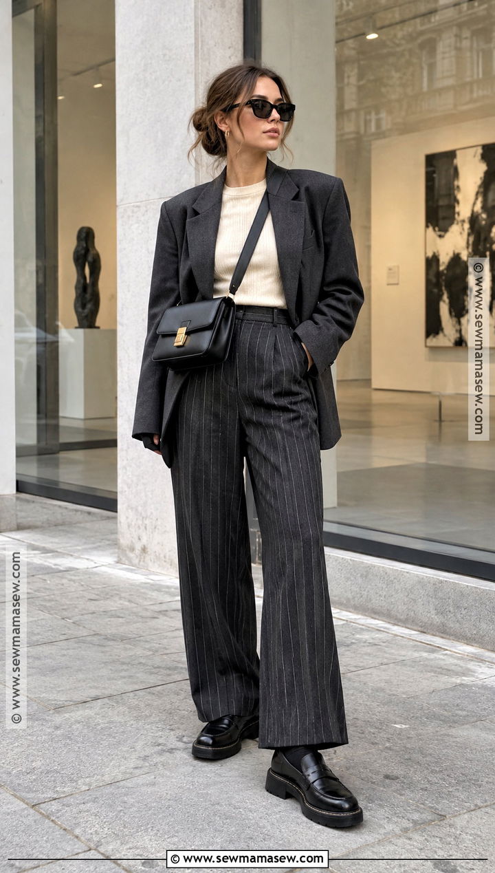 Oversized Blazer With Wide Leg Trousers And Loafers - 15 berlin in september outfit ideas