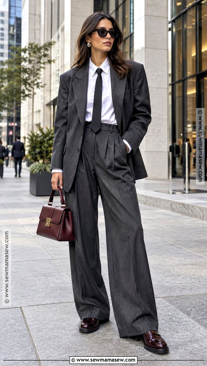 Oversized Blazer and Necktie Outfit - 15 october 2026 fashion trends