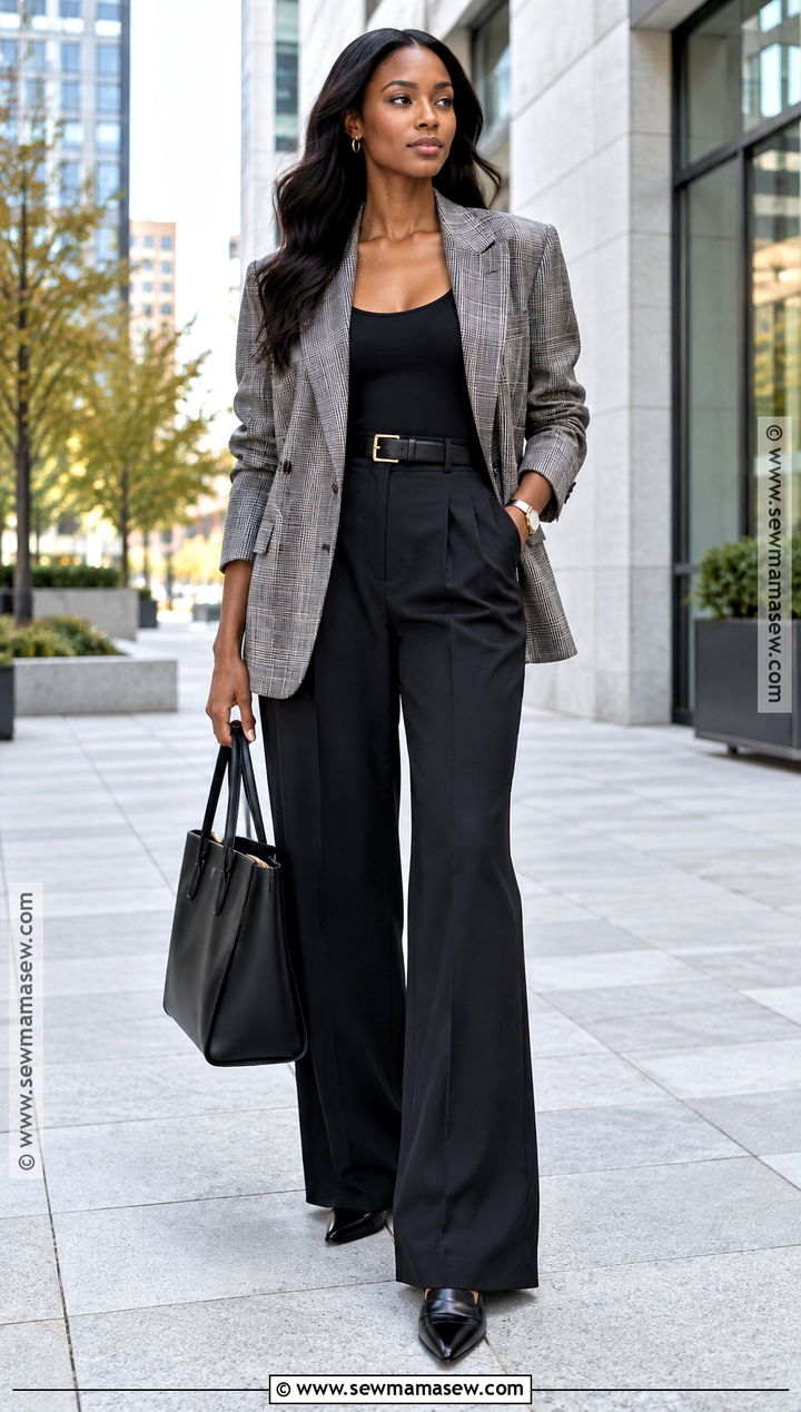 Oversized Blazer and Wide Leg Trousers Fall Outfit for Black Women - 20 Black Women Outfits Fall