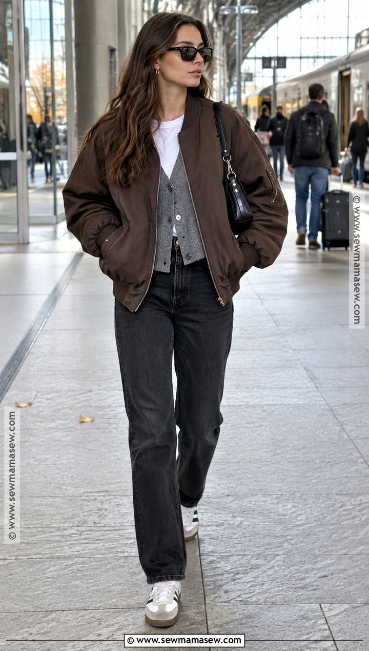Oversized Bomber Jacket With Straight Jeans - 30 fall jackets