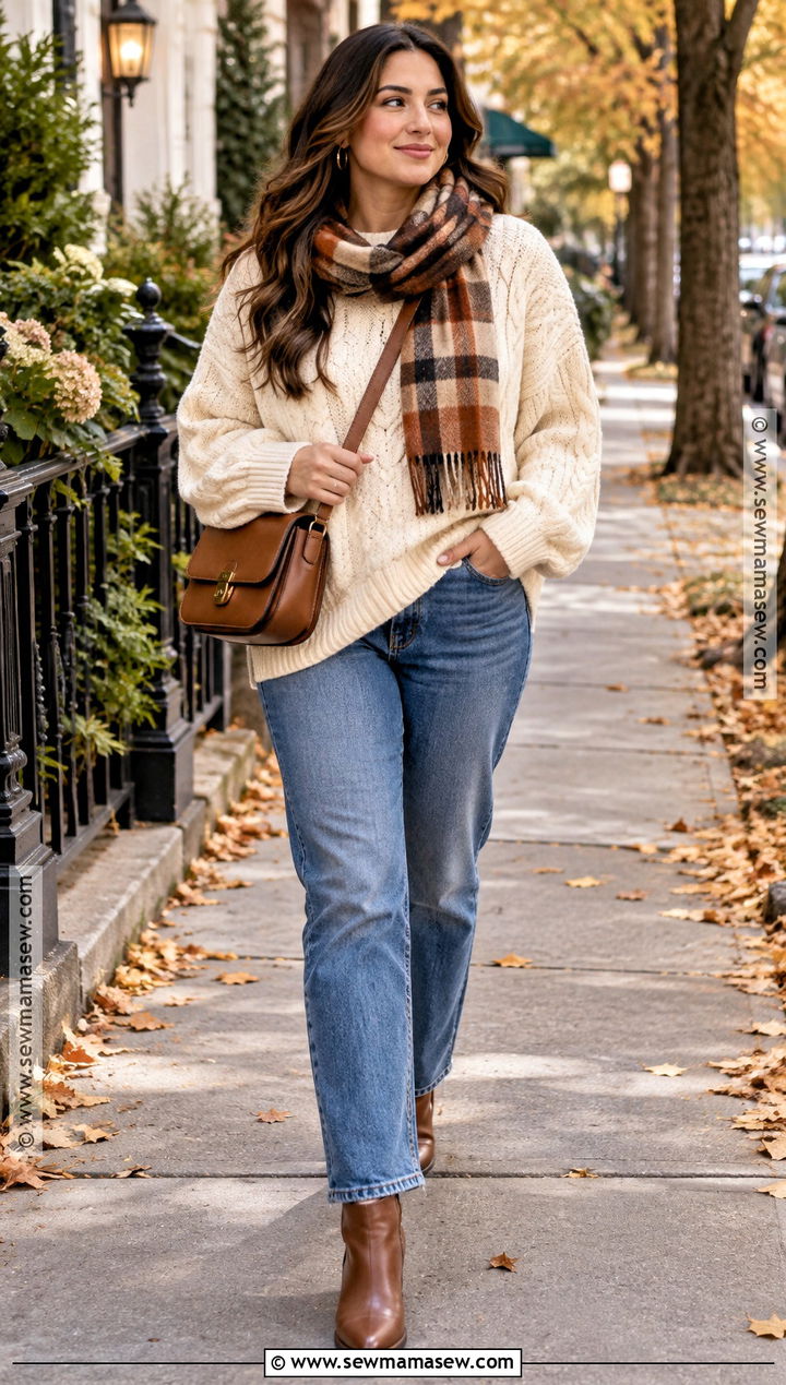 Oversized Cable Knit Sweater Outfit - 15 Aesthetic Fall Sweaters