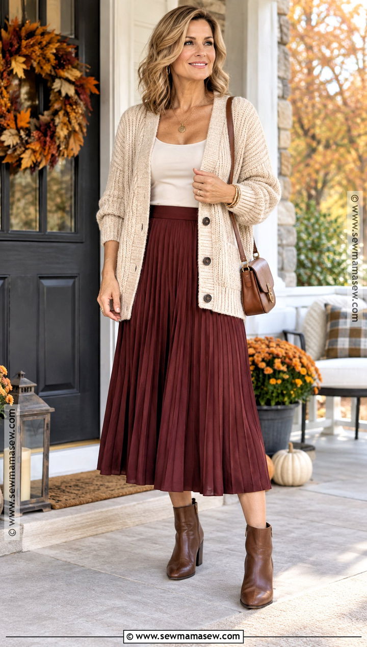 Oversized Cardigan And Midi Skirt Fall Photos Outfit - 15 fall photos outfit ideas