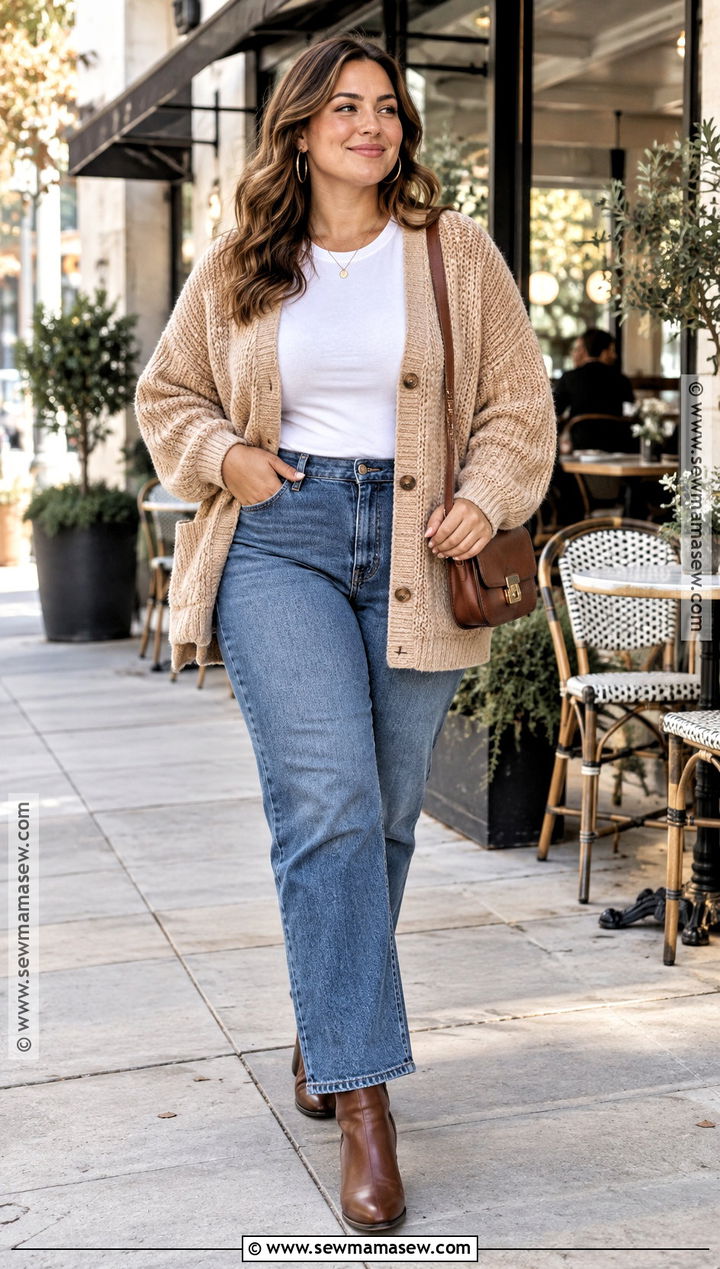 Oversized Cardigan With Straight Leg Jeans and Ankle Boots - 15 fall 2026 cardigan outfits