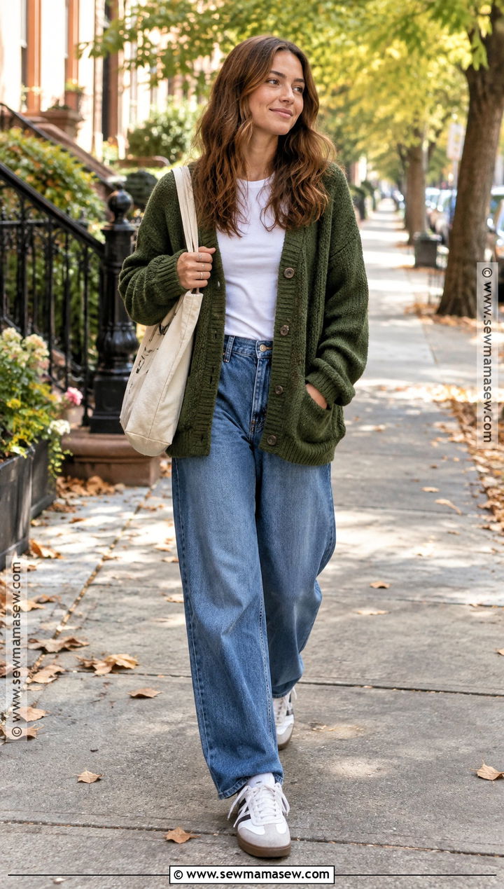 Oversized Cardigan and Baggy Jeans Indie Fall Outfit - 20 indie fall outfits