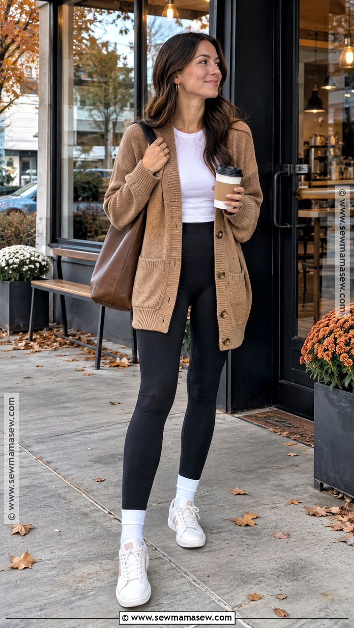 Oversized Cardigan and Leggings Fall Outfit - 20 Cozy Cute Fall Outfits