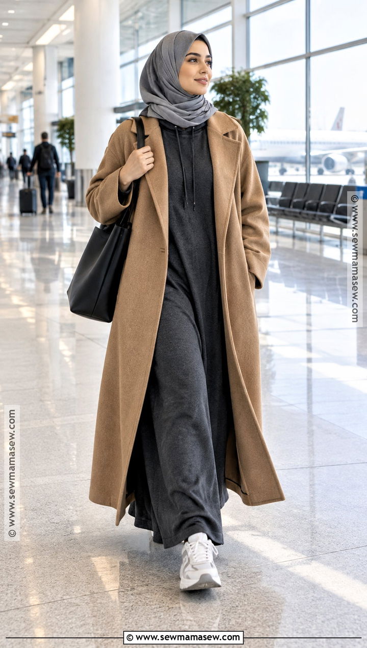 Oversized Coat And Hoodie Dress Outfit - 20 fall outfits for hijabis