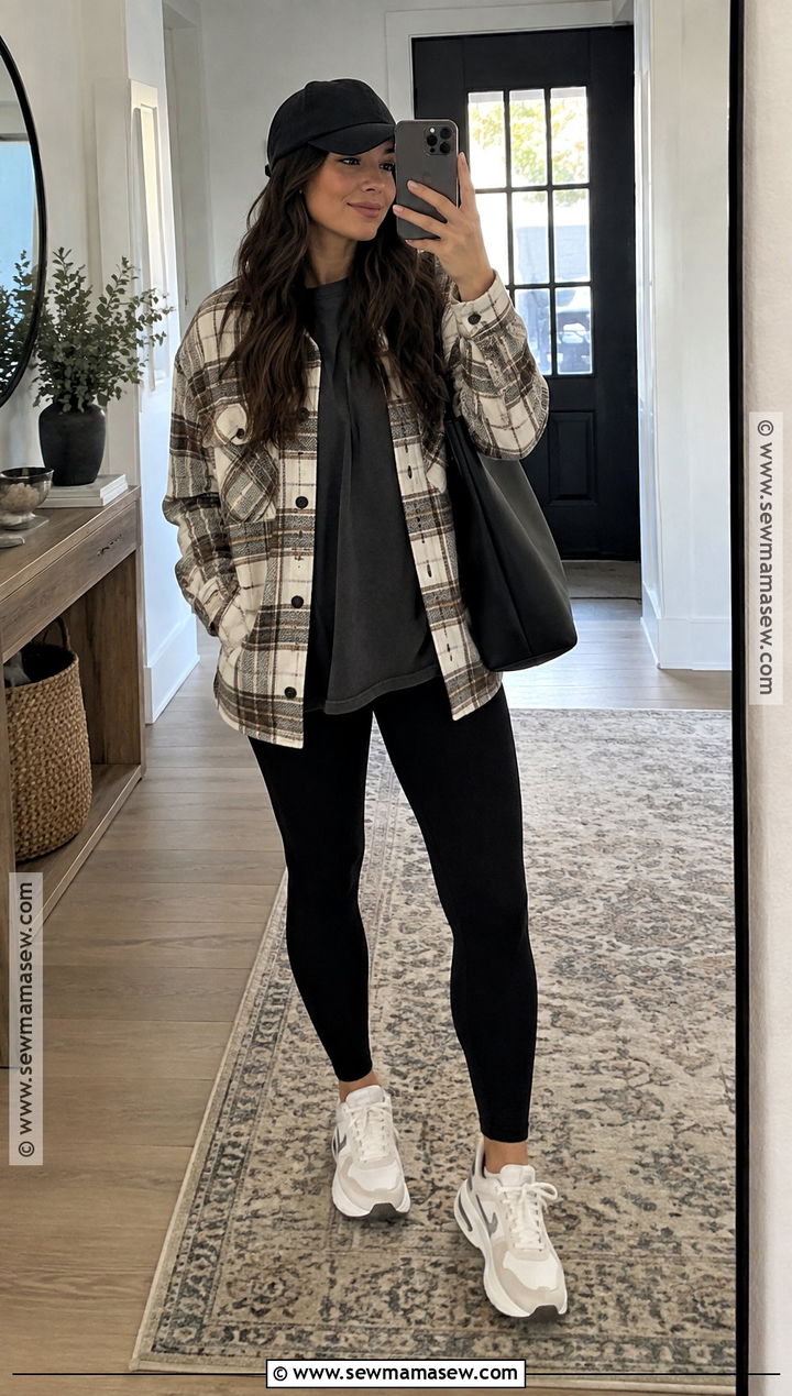 Oversized Fall Tee Shirt With Leggings And Shacket - 20 Fall Tee Shirts