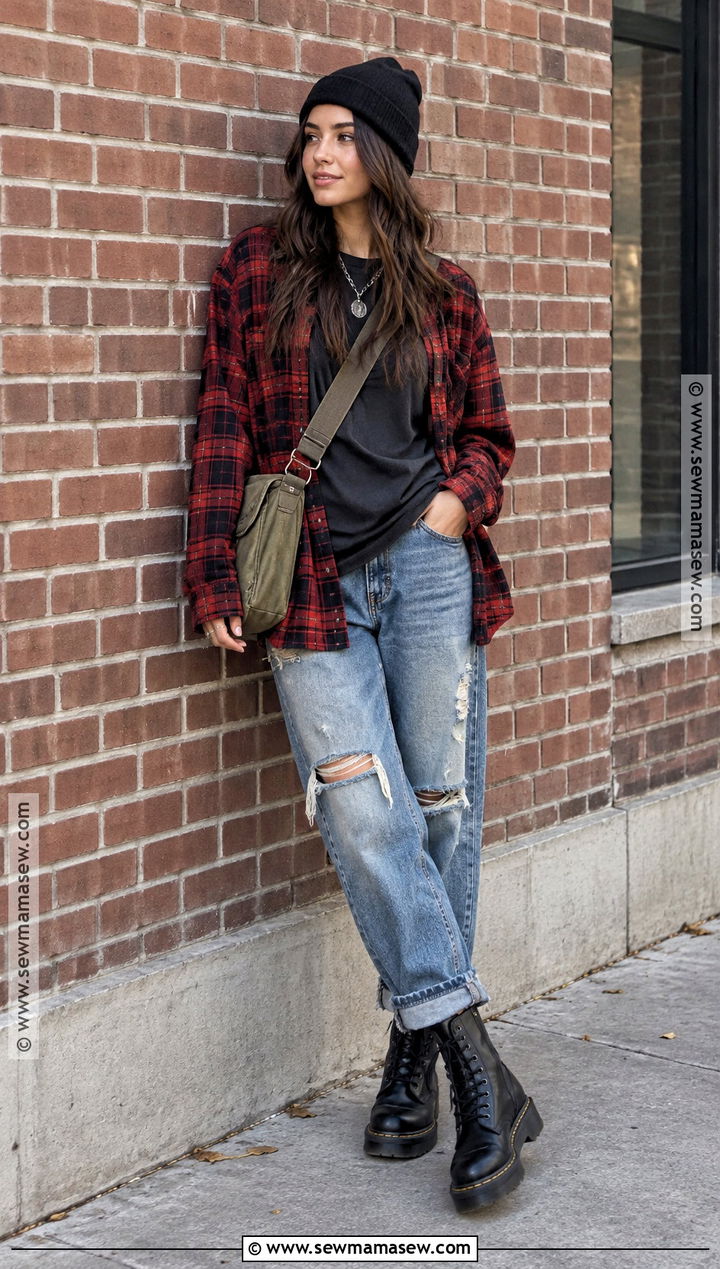 Oversized Flannel Grunge Outfit - 15 casual grunge outfits fall