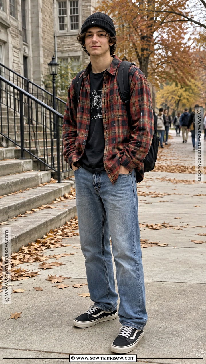 Oversized Flannel Outfit With Relaxed Jeans - 15 guys fall outfits flannel