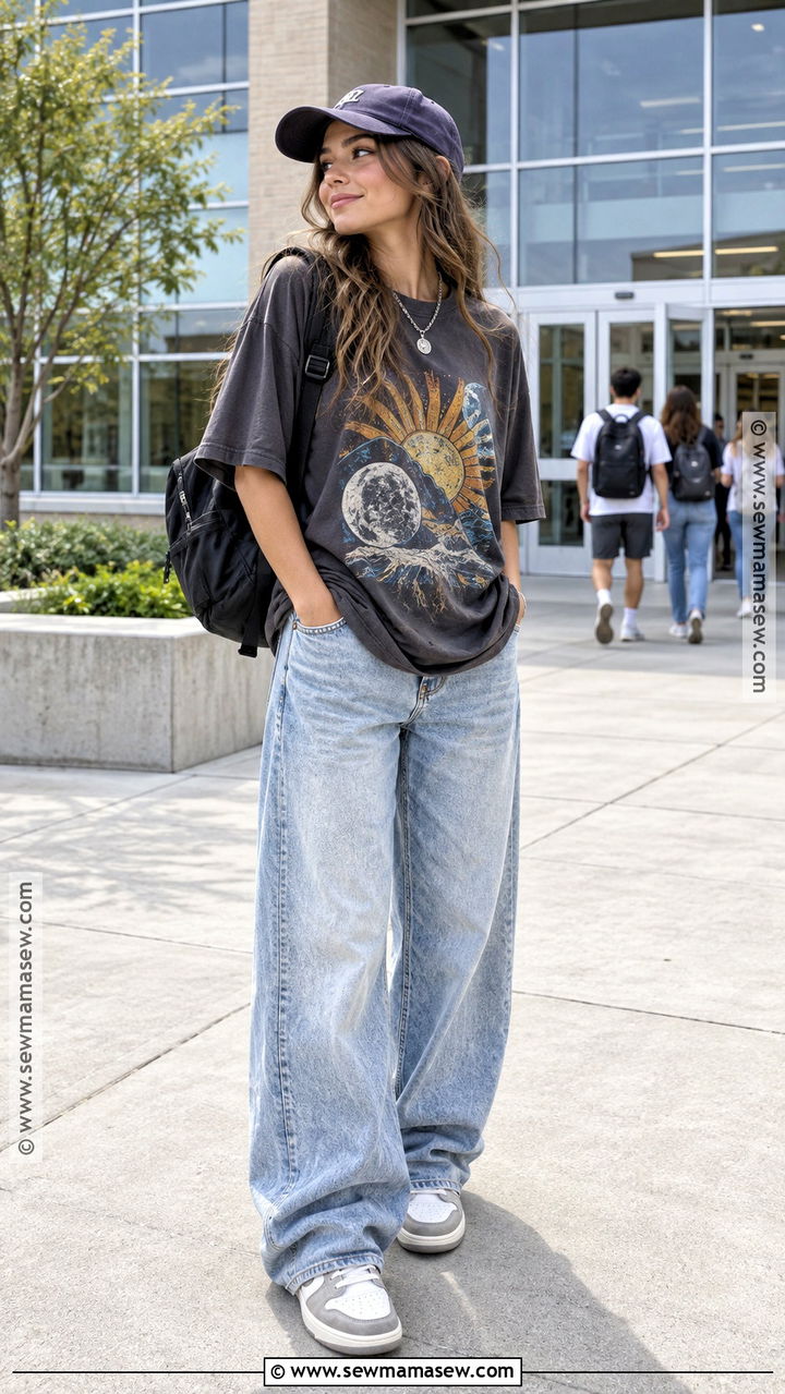Oversized Graphic Tee School Streetwear Outfit - 20 back to school streetwear outfits
