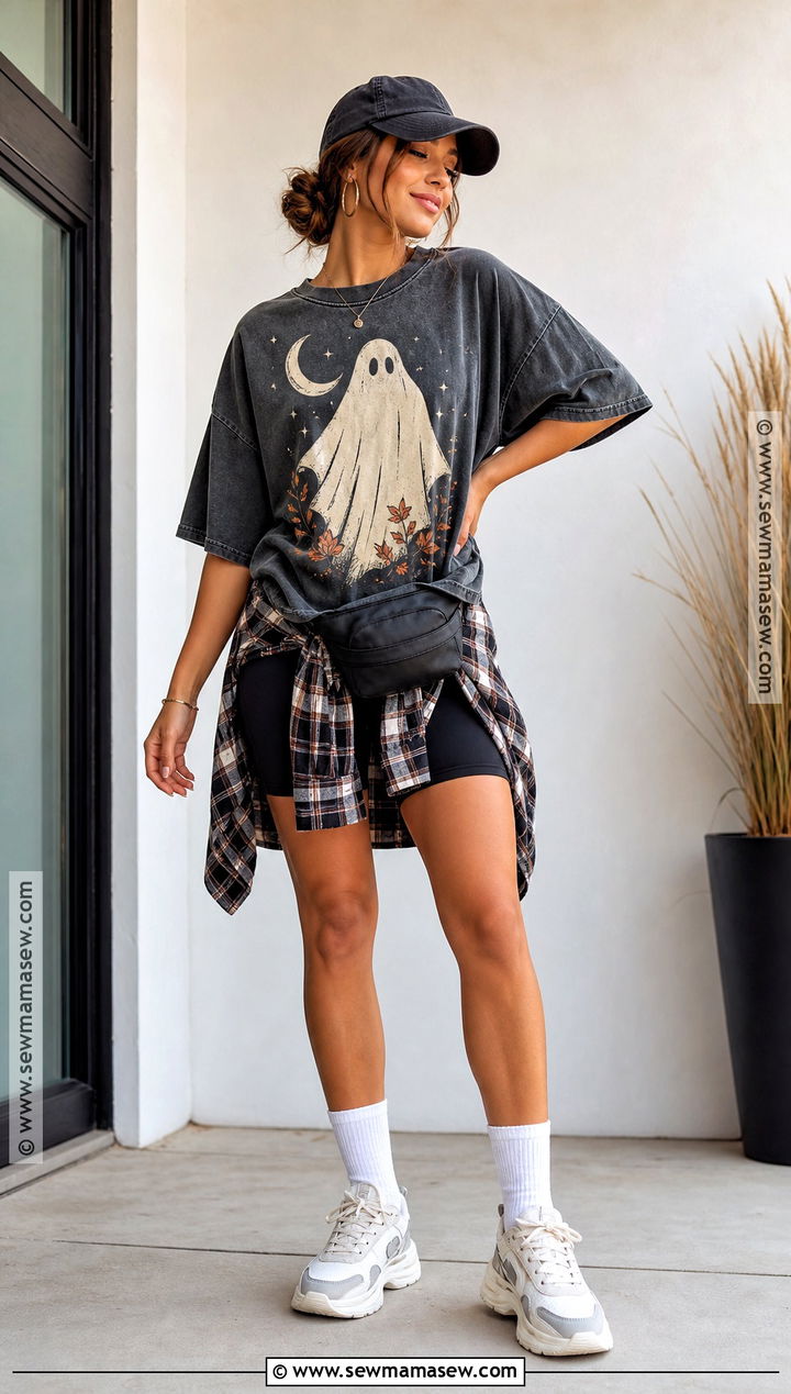 Oversized Halloween T Shirt With Biker Shorts - 30 halloween tshirt ideas