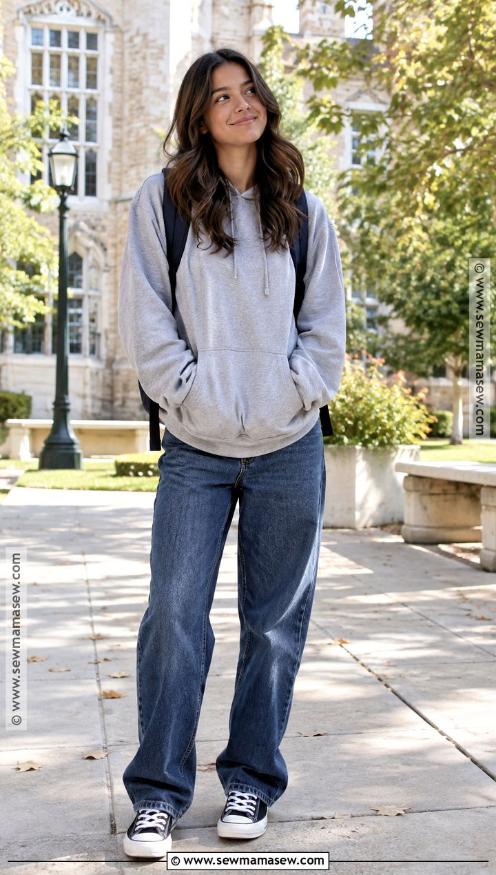 Oversized Hoodie And Baggy Jeans Outfit - 15 baggy back to school outfits