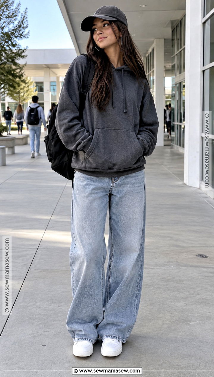 Oversized Hoodie And Baggy Jeans Streetwear Outfit - 20 back to school outfits streetwear