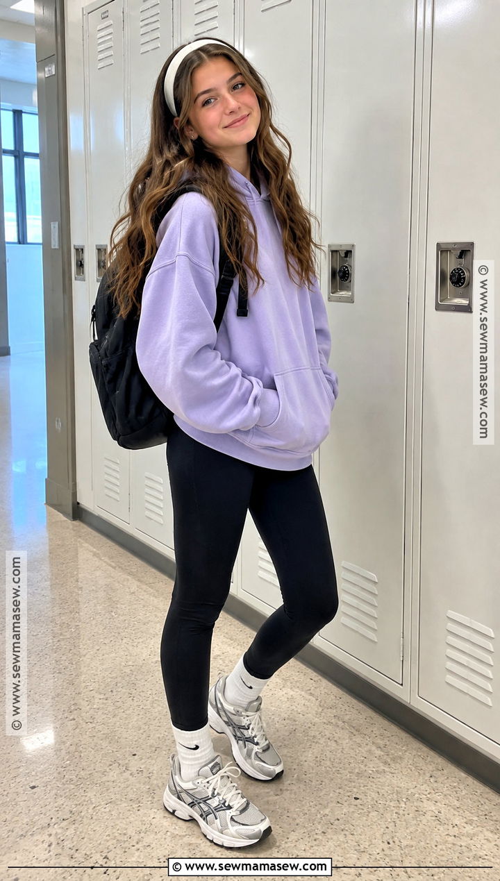 Oversized Hoodie And Black Leggings School Outfit - 15 grade 8 back to school outfits