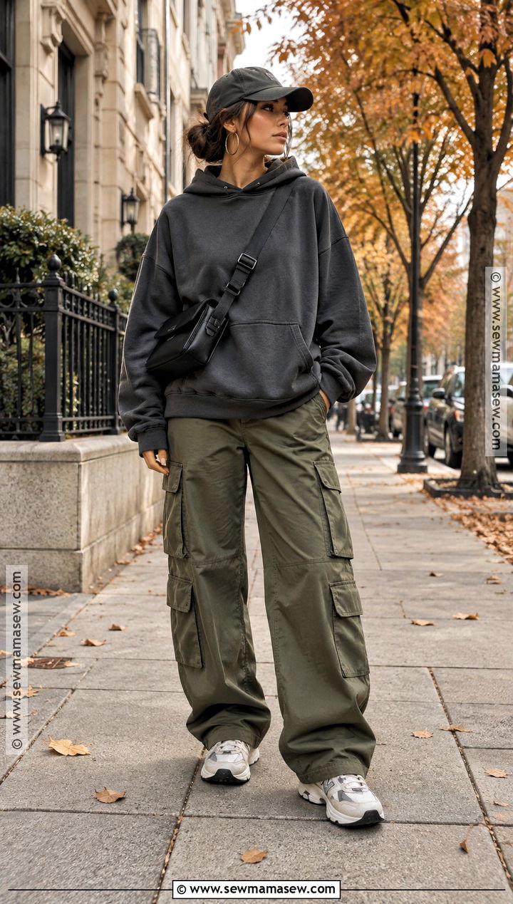 Oversized Hoodie And Cargo Pants Streetwear Outfit - 20 Streetwear Fashion Autumn Ideas
