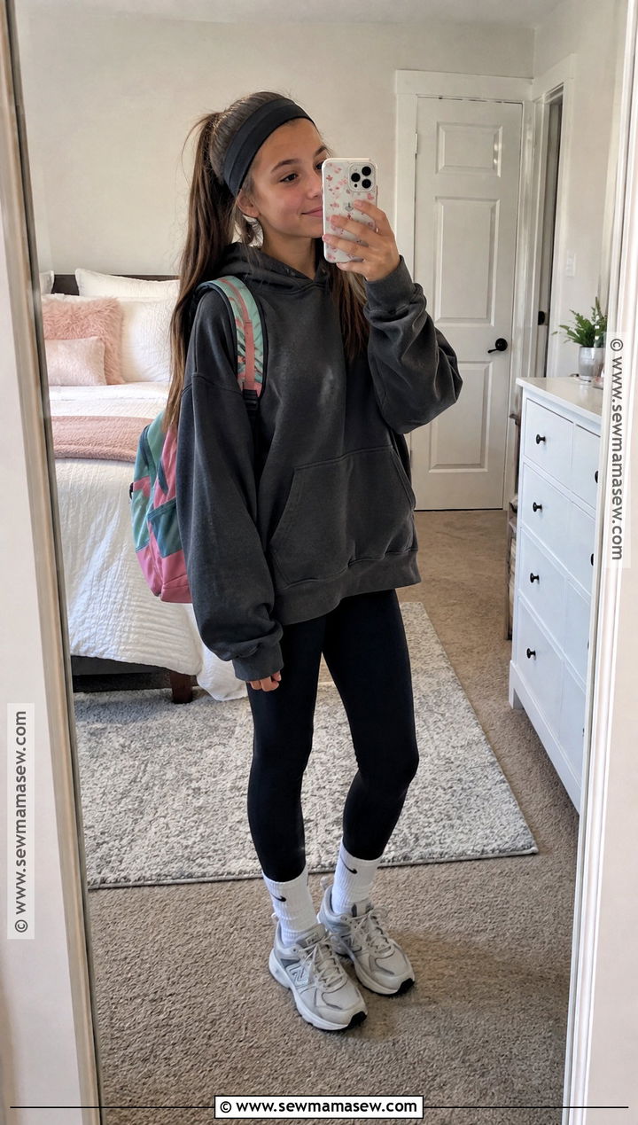Oversized Hoodie And Leggings Back To School Outfit - 15 Back To School Outfits For 8Th Graders