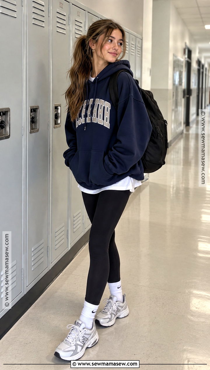 Oversized Hoodie And Leggings Back To School Outfit - 15 back to school outfits highschool aesthetic