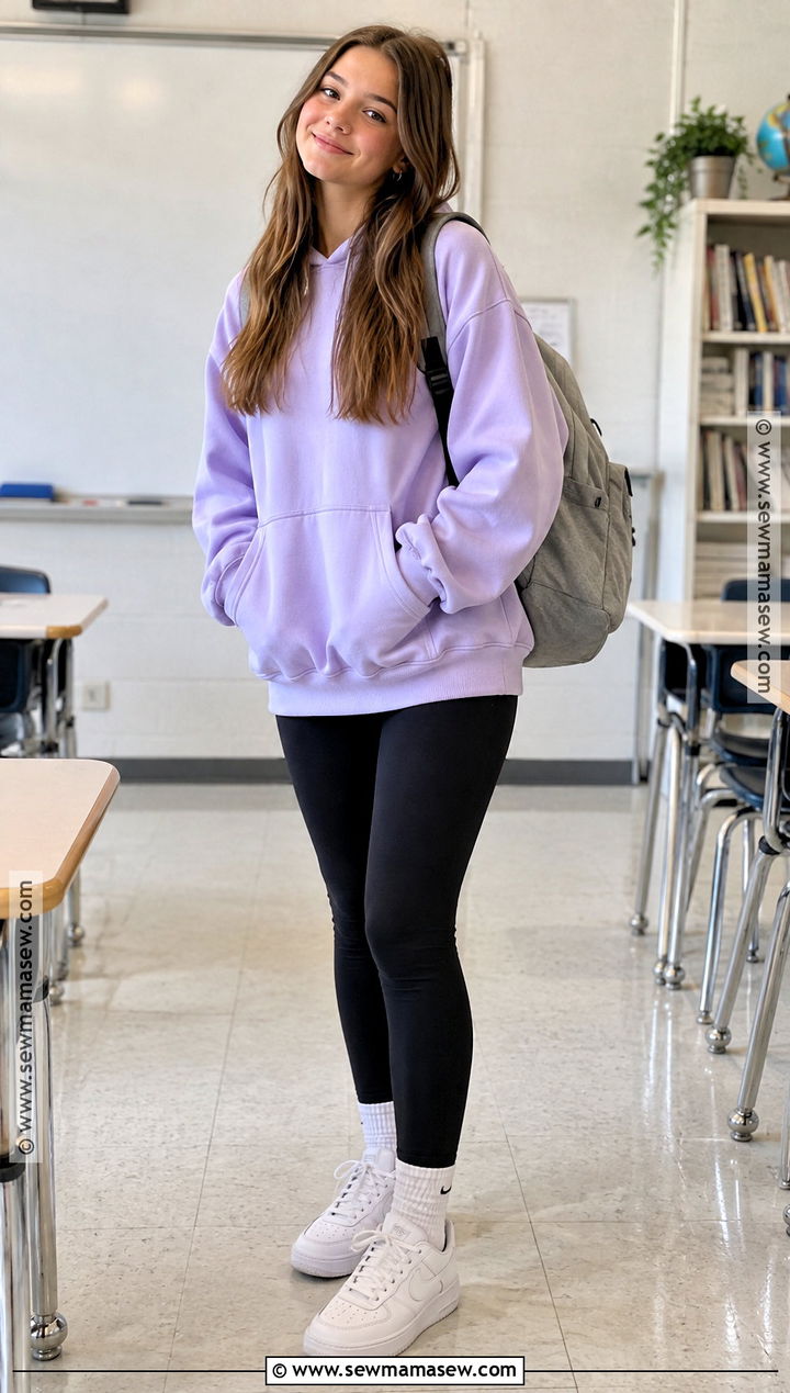 Oversized Hoodie And Leggings Middle School Outfit - 15 back to school middle school outfits