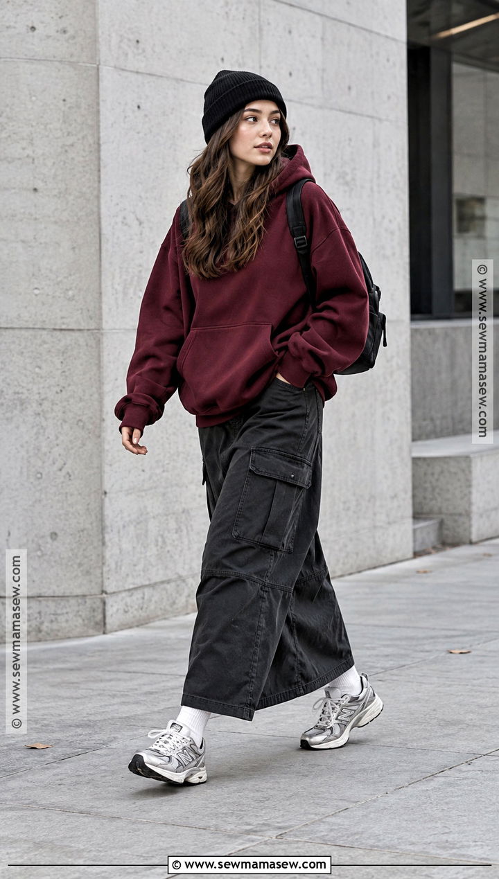 Oversized Hoodie And Maxi Skirt Streetwear Outfit - 20 Streetwear Fashion Women Fall Ideas