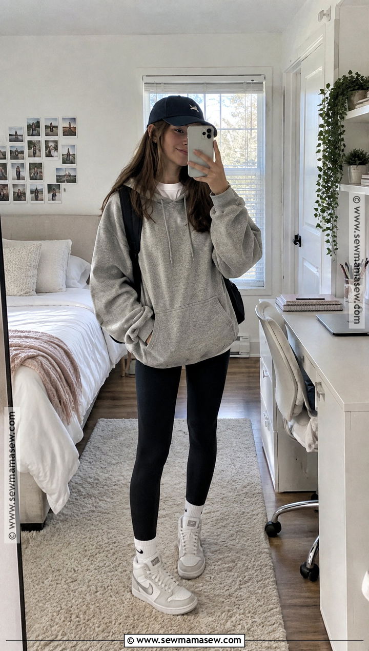 Oversized Hoodie School Outfit With Leggings - 15 school outfits back to school