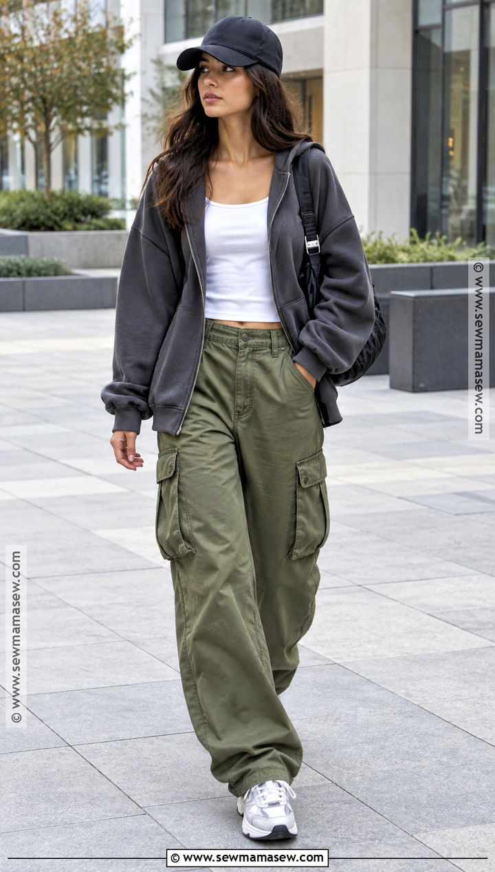 Oversized Hoodie With Cargo Pants - 20 streetwear fall ideas