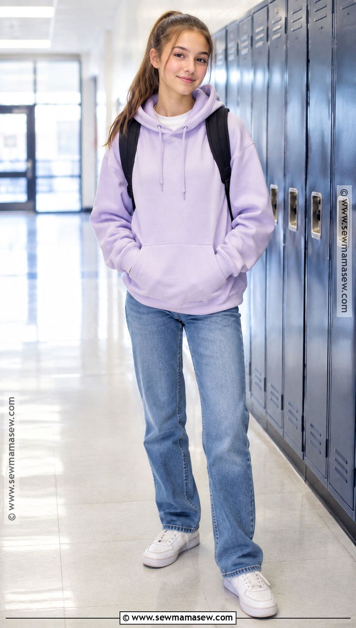 Oversized Hoodie and Straight Leg Jeans Outfit - 15 back to school outfits grade 7