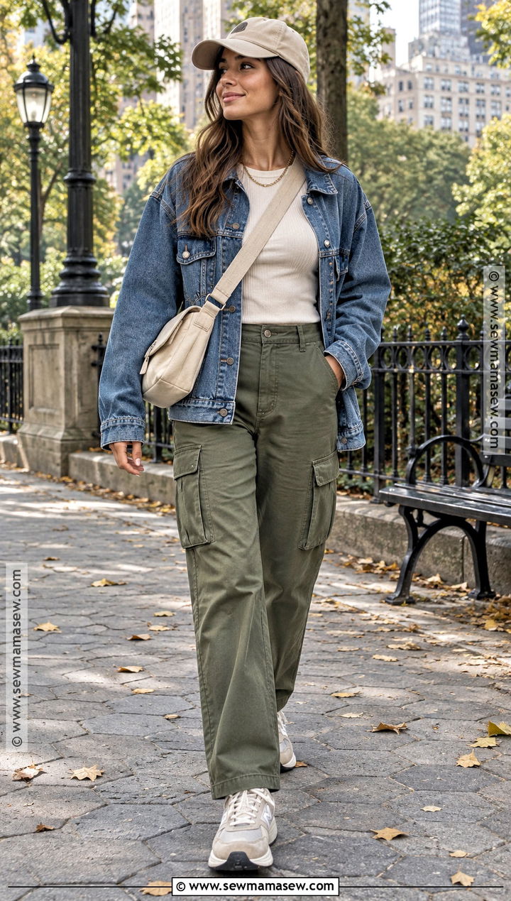 Oversized Jean Jacket With Cargo Pants - 20 oversized jean jacket outfits fall