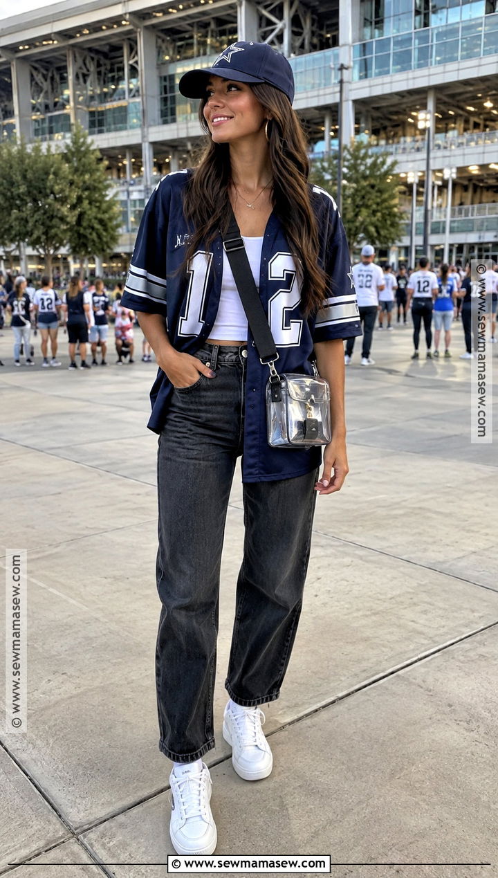 Oversized Jersey Fall Game Day Outfit - 25 Fall Game Day Outfit Ideas